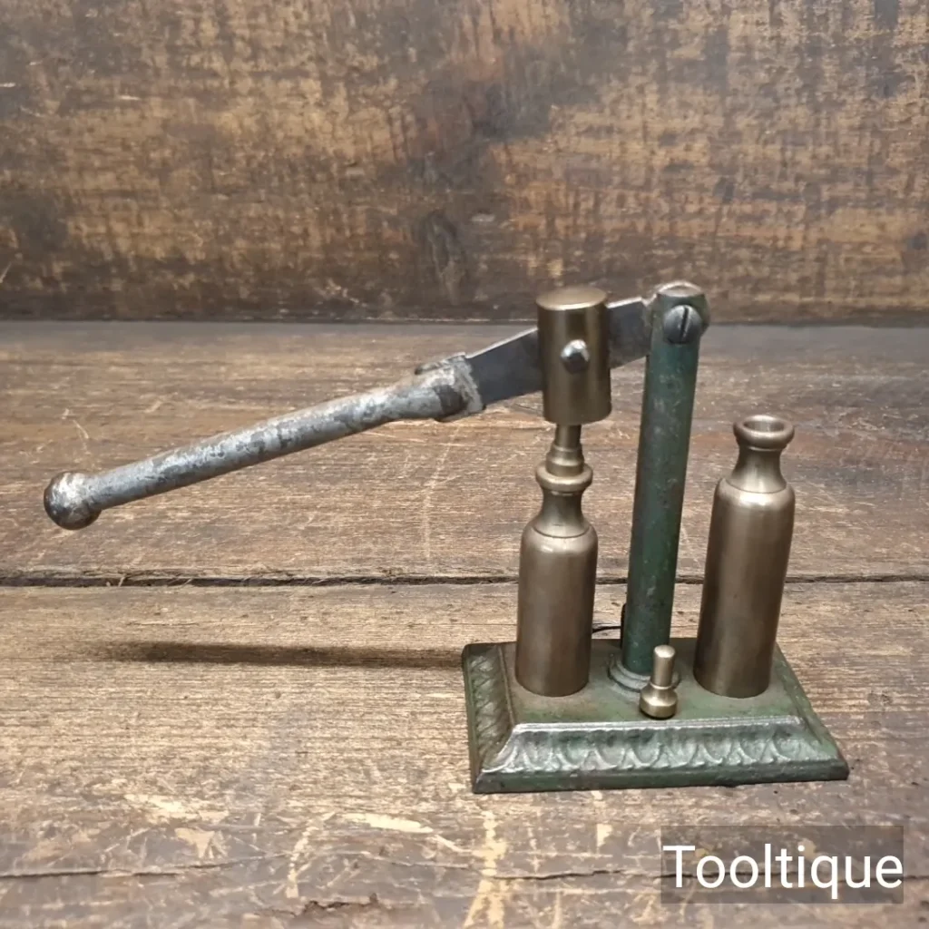 Vintage Brass Cartridge Redecapper on Cast Iron Base - Good Condition