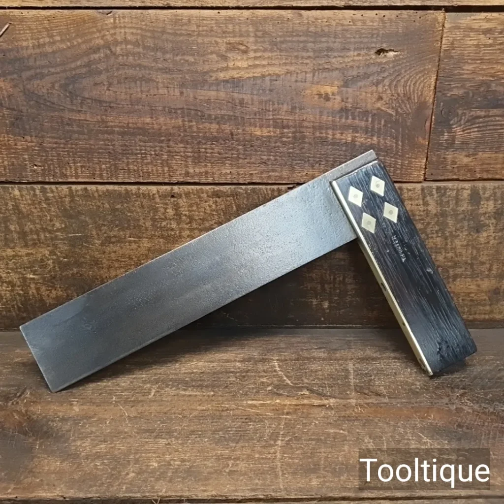 Antique Carpenters 12” Rosewood & Brass Square - Refurbished