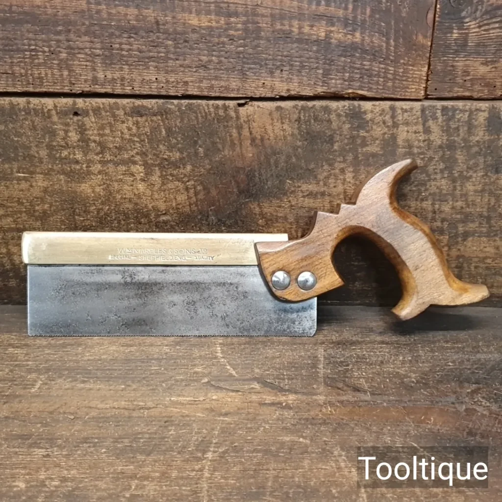 Vintage 8” W. Marples & Sons Brass Back Dovetail Saw Pistol Grip 15 TPI - Refurbished