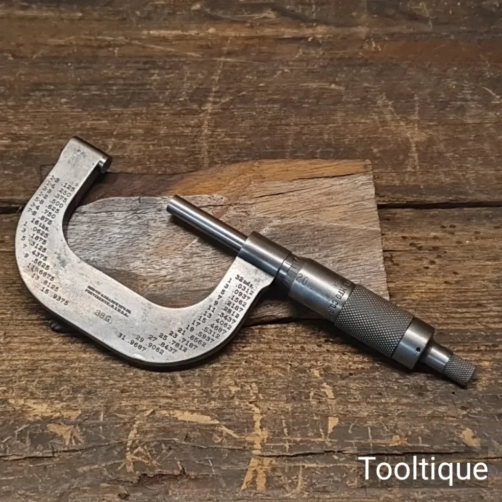 Vintage 2” Brown & Sharpe Mfg. Co. USA No: 38 Imperial Micrometer