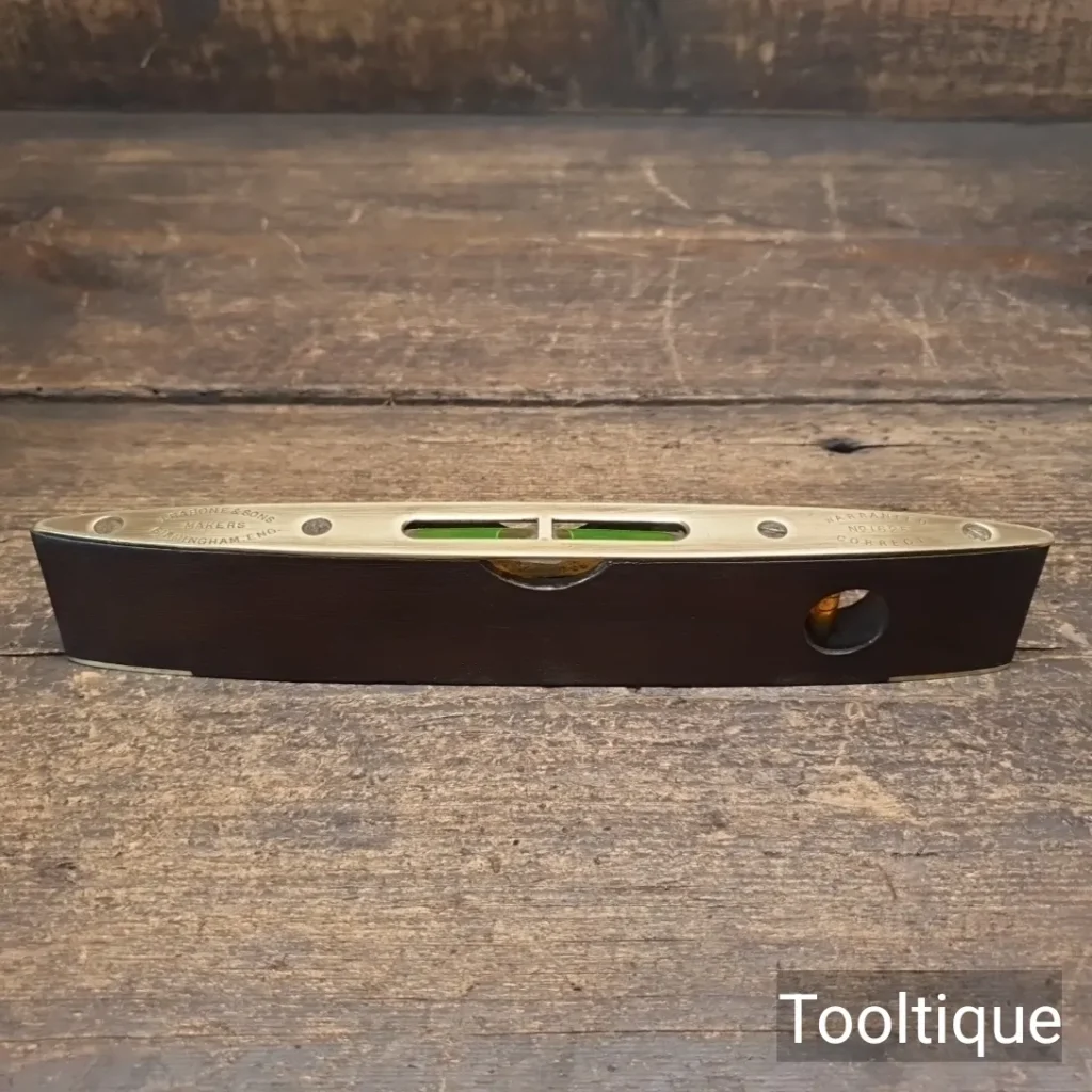 Vintage 8” J. Rabone No: 1625 Mahogany Brass Boat Spirit Level - Refurbished