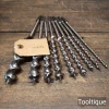 9 No: Various Vintage English Makers Jennings Pattern Brace Auger Bits - Sharpened