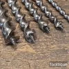 9 No: Various Vintage English Makers Jennings Pattern Brace Auger Bits - Sharpened