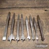 9 No: Antique Carpenters Brace Countersinking Centre Screwdriver Bits - Sharpened
