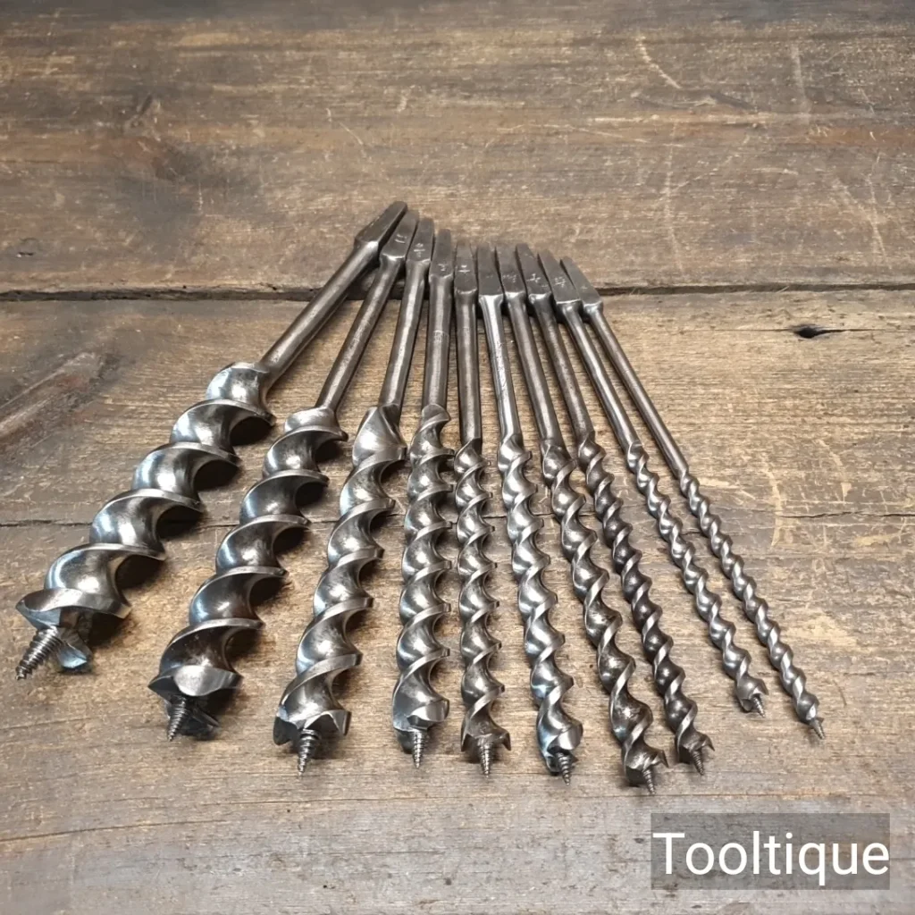 10 No: Vintage Jenning Pattern Double Spur Brace Auger Bits - Sharpened