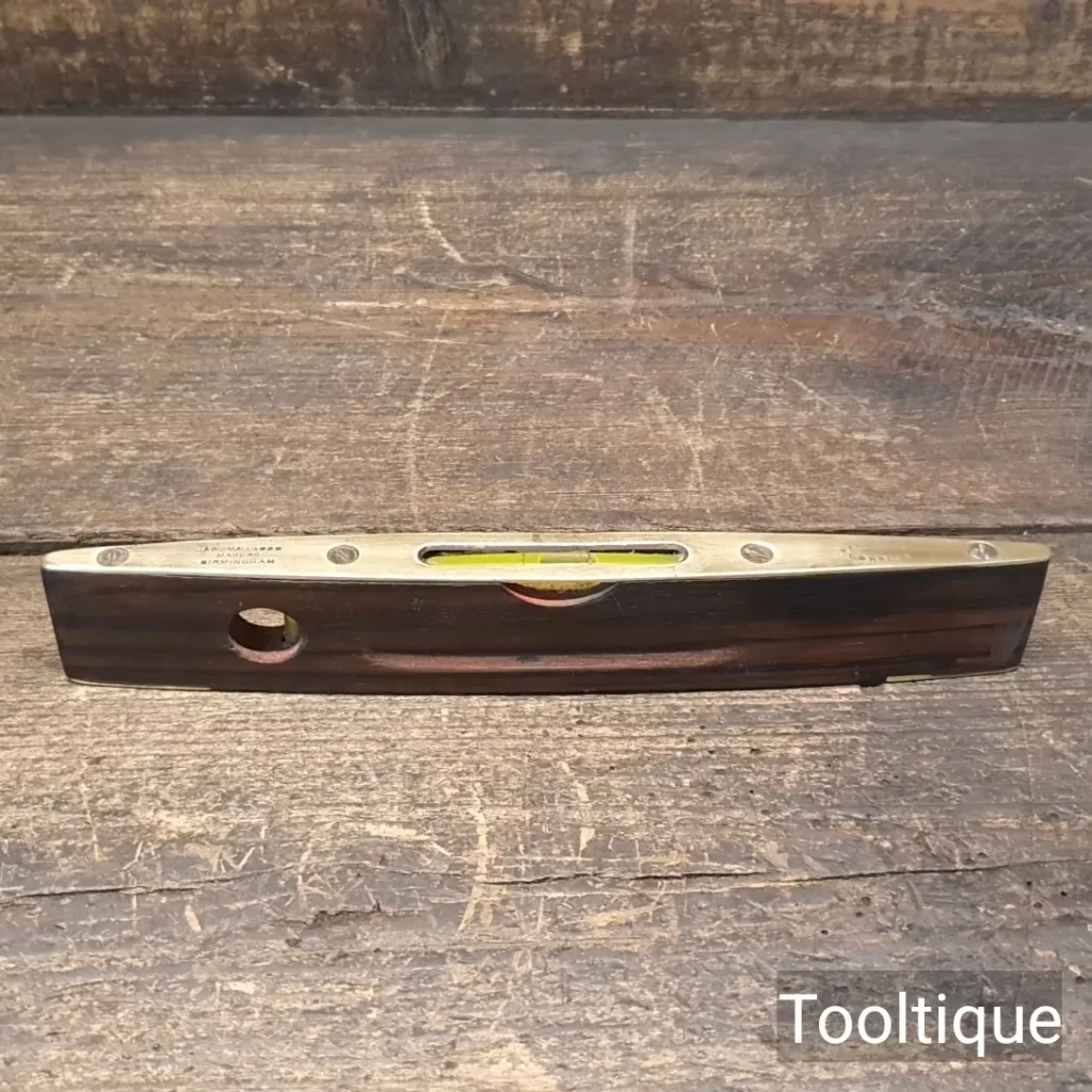 Vintage I&D Smallwood Birmingham 9” Rosewood & Brass Boat Level - Good Condition