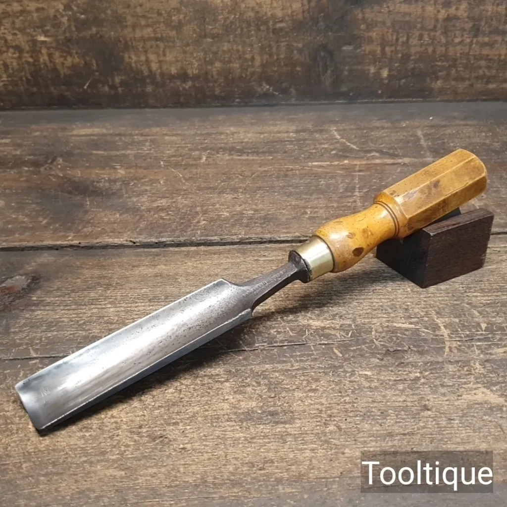19th C Antique 1 1/8” Sanderson Bros & Co. Carpenters Gouge Chisel - Refurbished