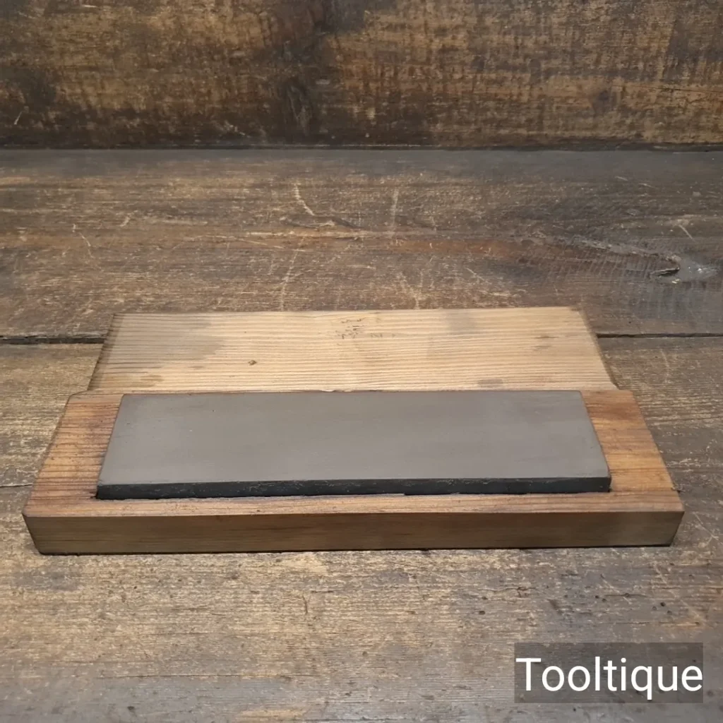 Vintage 8”x 2” Medium Grit Carborundum Oil Stone Pine Box - Lapped Flat