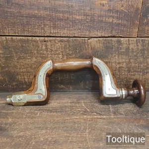 Antique 19th Century Carpenters Beechwood Brass Plated Brace - Good Condition
