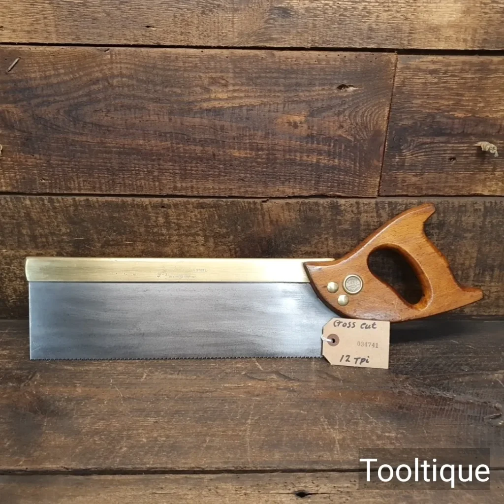 Vintage 14” Samual Tyzack c1876 Cross Cut Brass Back Bench Saw - Fully Refurbished