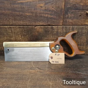 Vintage 10” W. Tyzack Sheffield No: 120 Brass Back Tenon Saw - Fully Refurbished