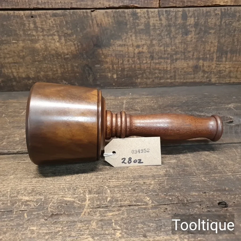 Bespoke Hand Wood-Turned Reclaimed Old Lignum Vitae Mallet - Utile Handle