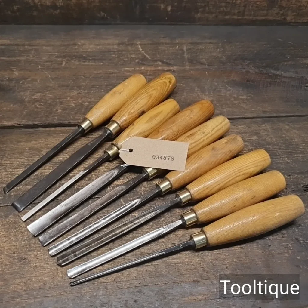 9 No: Vintage Various S.J Addis Woodcarvers Chisels - Sharpened Ready To Use