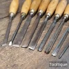 9 No: Vintage Various S.J Addis Woodcarvers Chisels - Sharpened Ready To Use