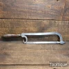 Antique 9” Lancashire Pattern Hacksaw Beechwood Handle - Good Condition