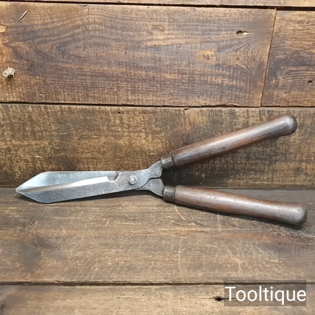 Vintage Gardeners Carbon Steel Shears Beech Handles - Refurbished